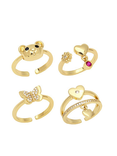 Brass Cubic Zirconia Heart Vintage Band Ring