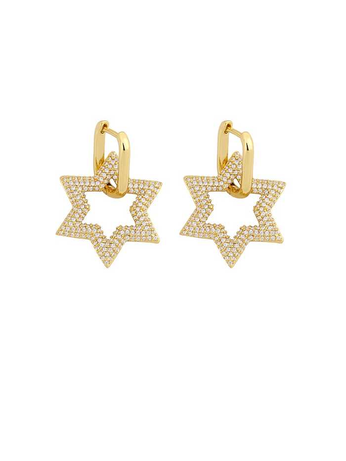 Brass Cubic Zirconia Star Ethnic Stud Earring