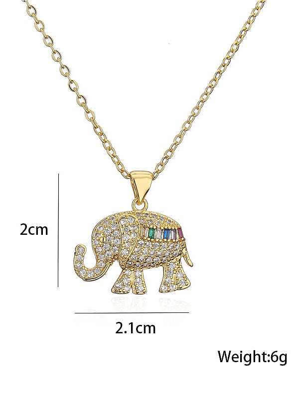 Brass Cubic Zirconia Vintage Elephant Pendant Necklace