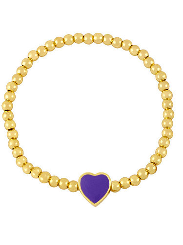 Brass Enamel Heart Minimalist Beaded Bracelet