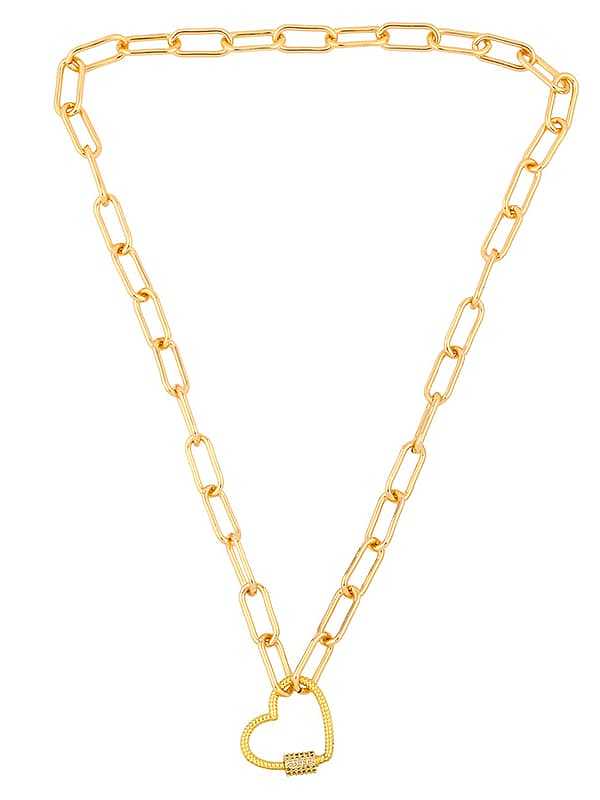 Brass Cubic Zirconia Heart Vintage pendant Necklace