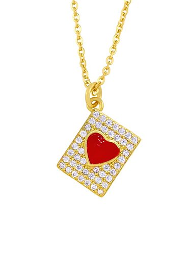 Brass Cubic Zirconia Heart Hip Hop Necklace