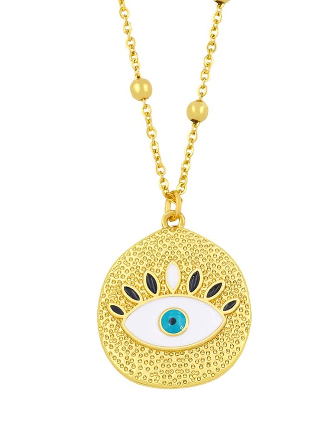 Brass Cubic Zirconia Enamel Evil Eye Hip Hop Necklace