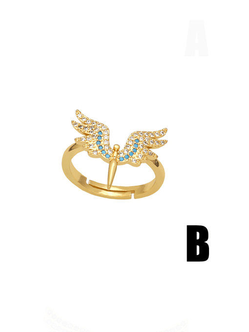 Brass Cubic Zirconia Wing Vintage Band Ring