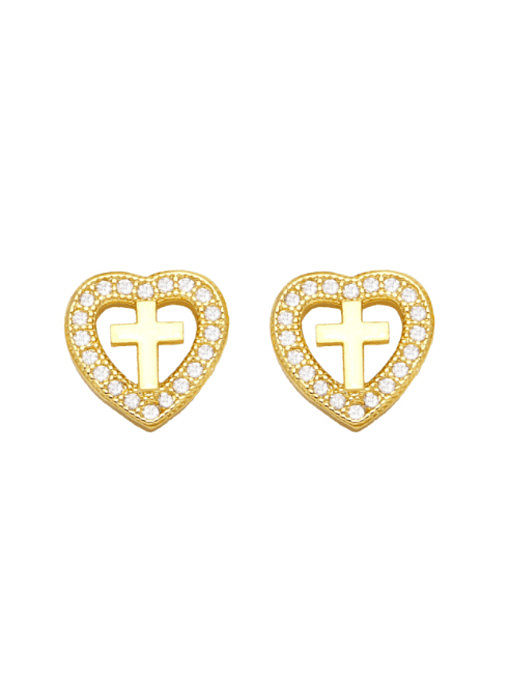 Brass Cubic Zirconia Ball Trend Stud Earring