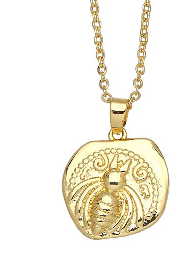 Brass Glass Stone Heart Vintage Round Pendant Necklace