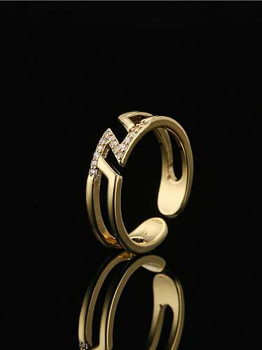 Brass Cubic Zirconia Geometric Vintage Stackable Ring