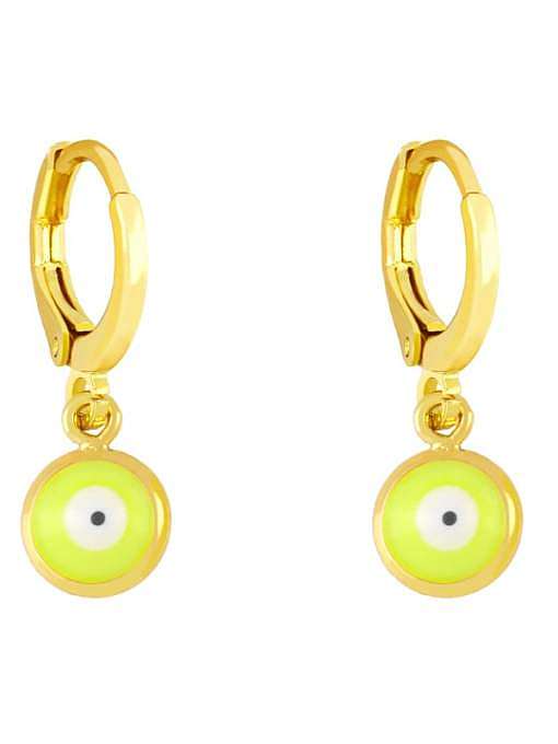 Brass Enamel Evil Eye Minimalist Huggie Earring
