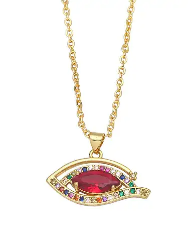 Brass Cubic Zirconia Evil Eye Vintage Necklace