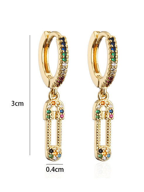 Brass Cubic Zirconia Geometric Vintage Drop Earring