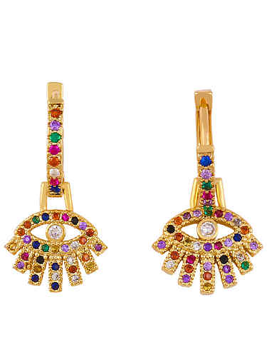 Brass Cubic Zirconia Irregular Ethnic Huggie Earring