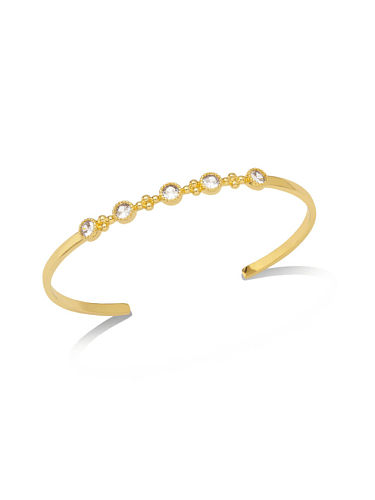 Brass Cubic Zirconia Geometric Minimalist Cuff Bangle