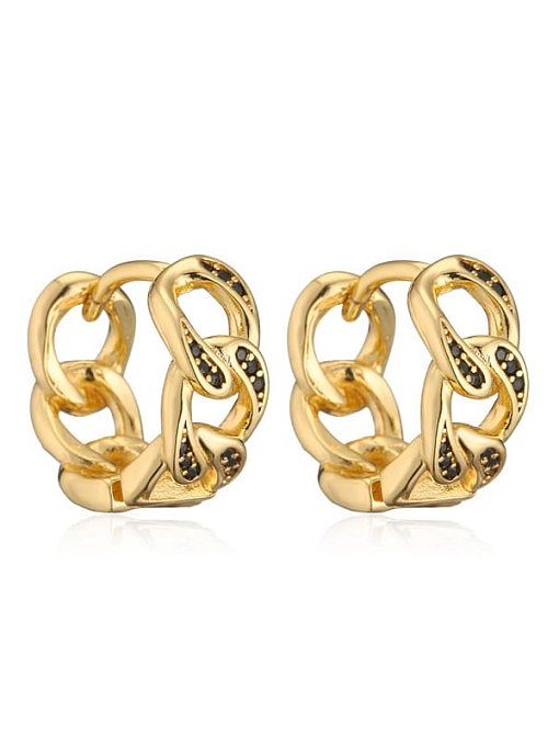 Brass Cubic Zirconia Geometric Vintage Huggie Earring