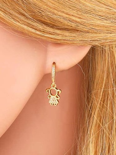 Brass Cubic Zirconia Icon Vintage Huggie Earring