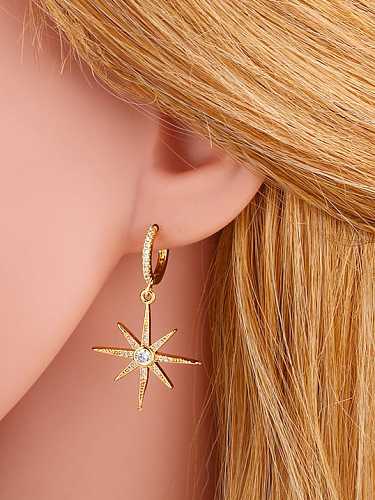 Brass Cubic Zirconia Star Classic Drop Earring