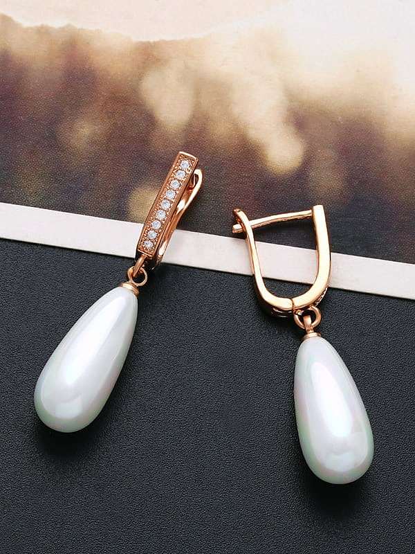 Brass Imitation Pearl Water Drop Minimalist Drop Earring