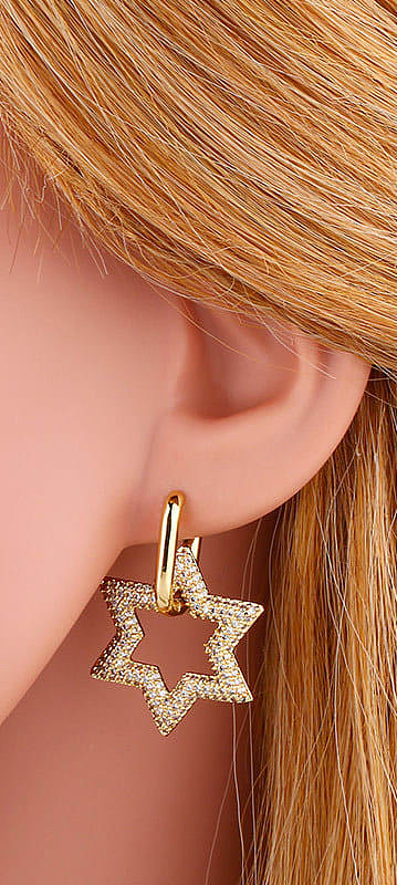 Brass Cubic Zirconia Star Ethnic Stud Earring