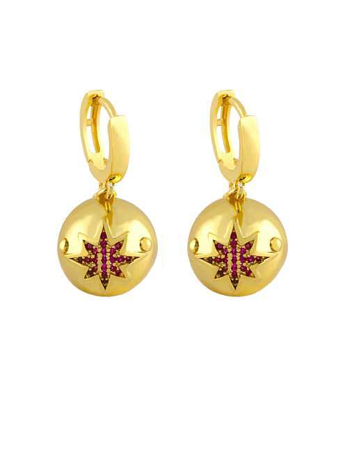 Brass Cubic Zirconia Ball Ethnic Huggie Earring