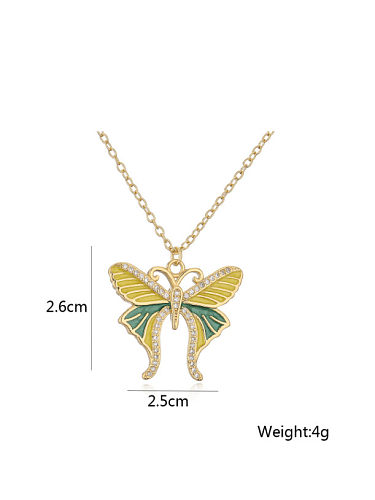 Brass Enamel Butterfly Vintage Necklace