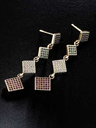 Boucles d'oreilles pendantes géométriques en laiton avec zircon cubique