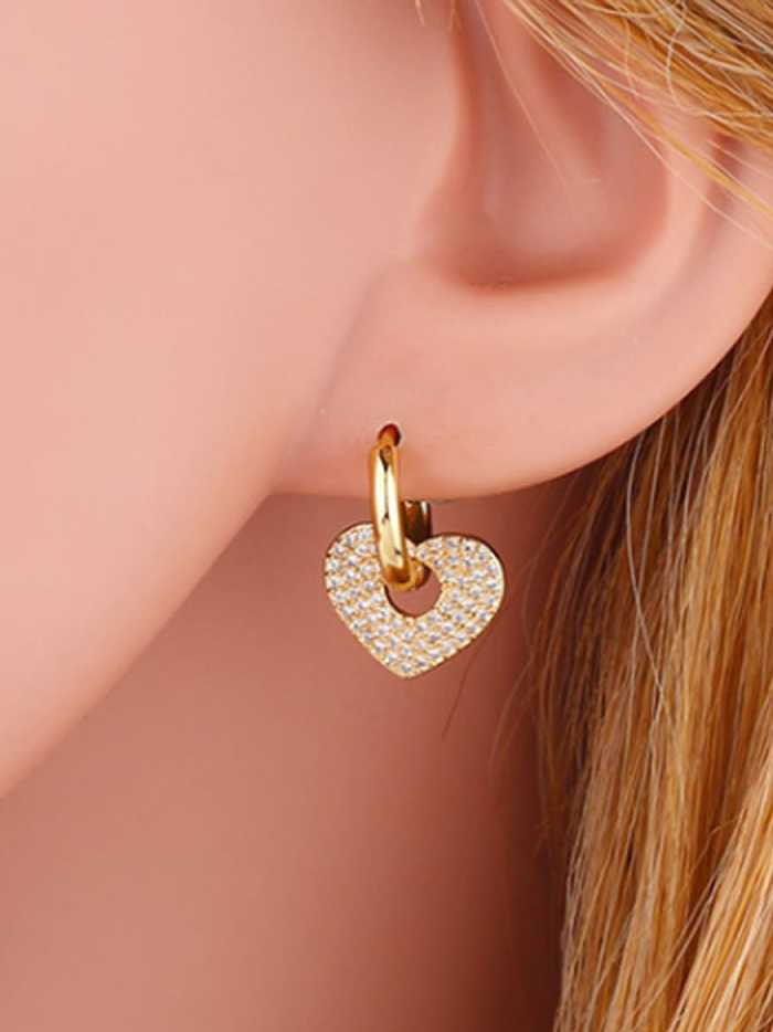 Brass Cubic Zirconia Heart Ethnic Huggie Earring