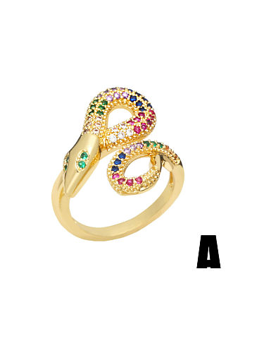 Brass Cubic Zirconia Snake Vintage Band Ring