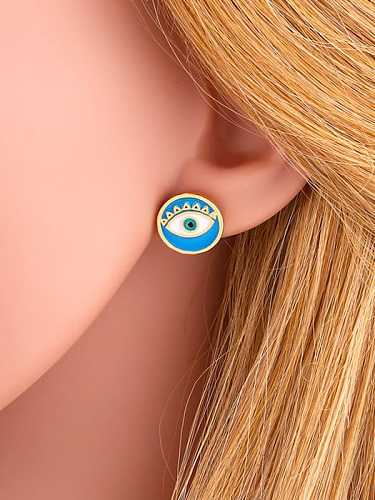 Boucles d'oreilles ethniques en laiton émail mauvais œil