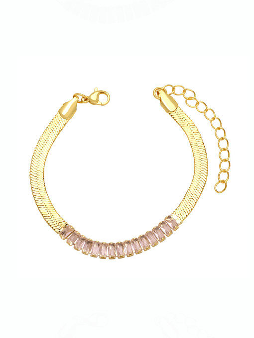Brass Cubic Zirconia Geometric Vintage Snake Bone Chain Bracelet