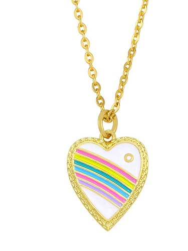 Brass Cubic Zirconia Enamel Rainbow Ethnic Necklace