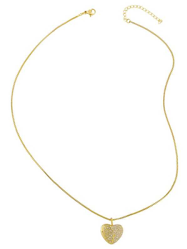 Halskette aus Messing mit Zirkonia-Schmetterling und minimalistischem Herzanhänger
