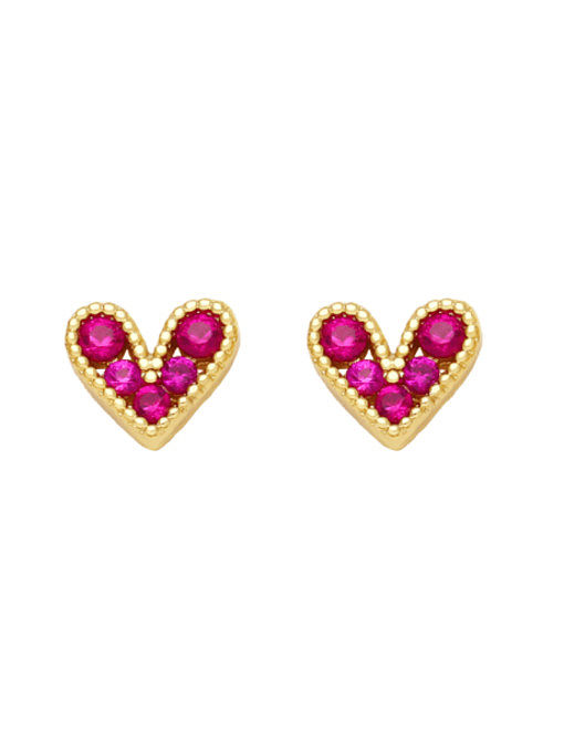 Brass Cubic Zirconia Heart Cute Stud Earring