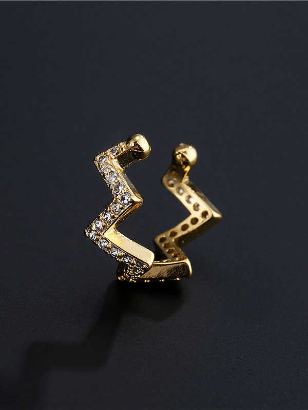 Brass Cubic Zirconia Geometric Vintage Clip Earring (Single Only One)