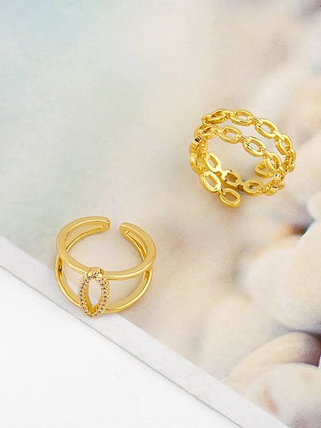 Brass Cubic Zirconia Hollow Heart Vintage Band Ring