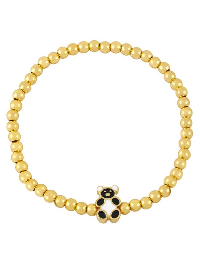 Bracelet perlé minimaliste en laiton avec cœur en émail