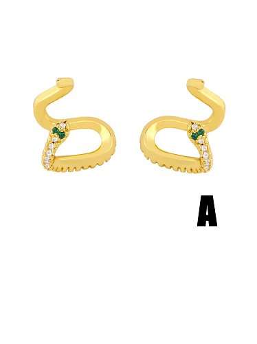 Brass Cubic Zirconia Snake Vintage Clip Earring