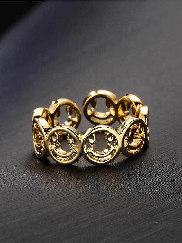 Brass Hollow Geometric Hip Hop Band Ring