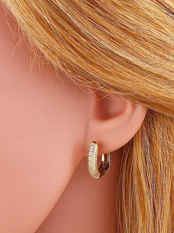 Brass Cubic Zirconia Round Vintage Huggie Earring