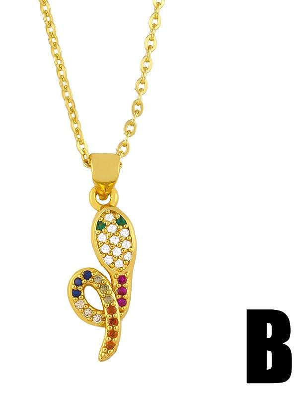 Brass Cubic Zirconia Snake Ethnic Necklace