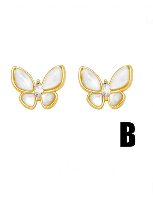 Brass Imitation Pearl Pentagram Trend Stud Earring