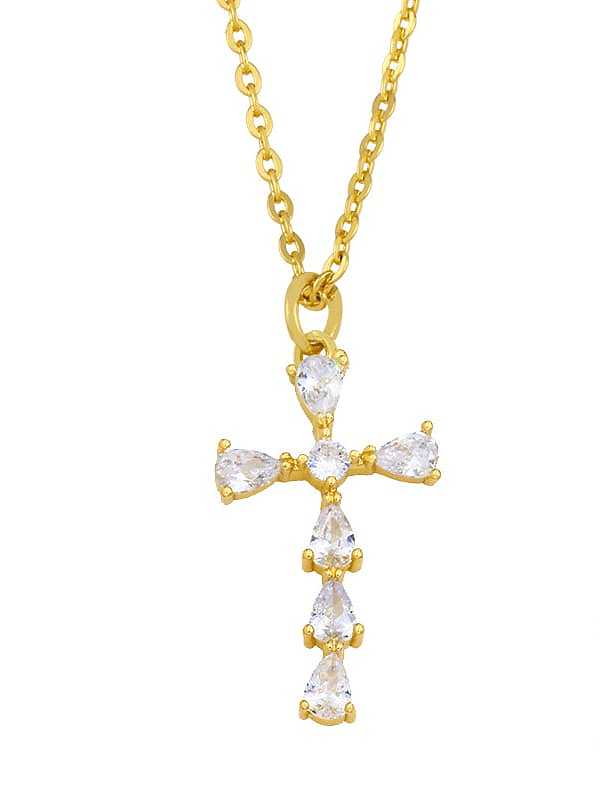 Messing Cubic Zirkonia Cross Ethnic Religious Halskette