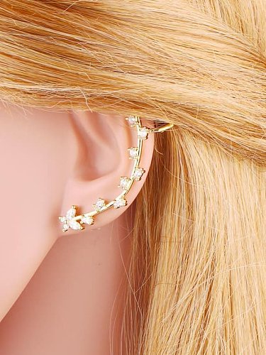 Brass Cubic Zirconia Butterfly Vintage Stud Earring