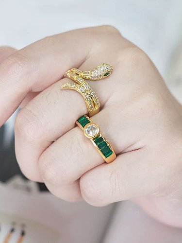 Brass Cubic Zirconia Geometric Vintage Band Ring