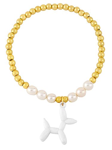 Bracelet perlé minimaliste en laiton et émail de chien