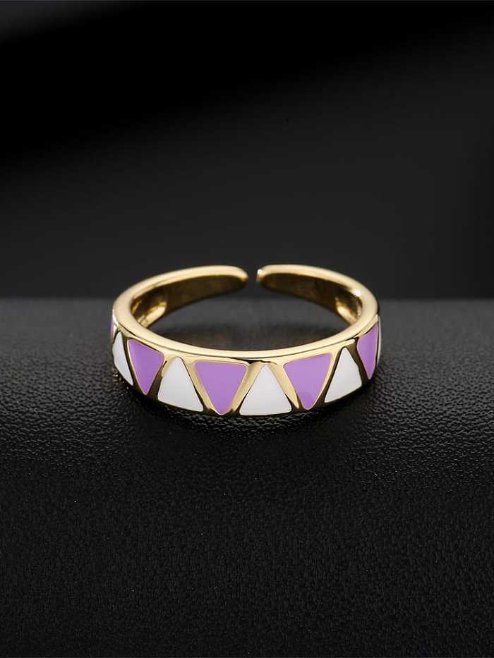 Brass Enamel Geometric Minimalist Band Ring