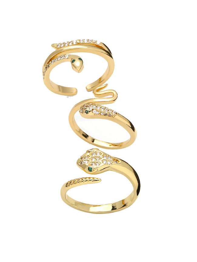 Brass Cubic Zirconia Snake Vintage Band Ring