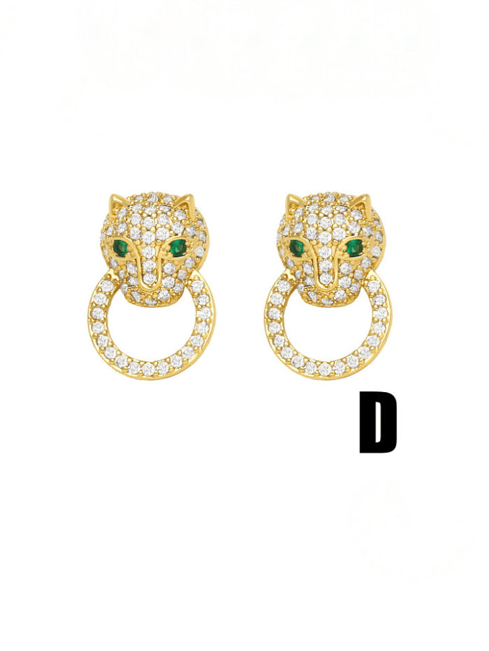 Brass Cubic Zirconia Pentagram Cute Stud Earring