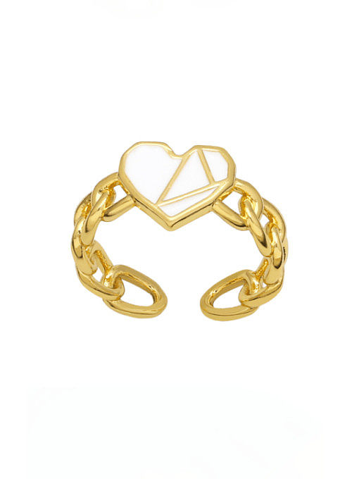 Brass Enamel Multi Color Heart Trend Band Ring