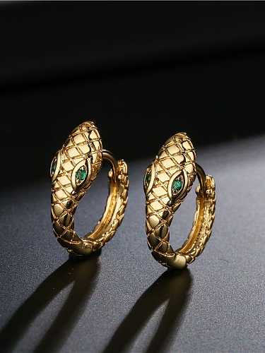 Brass Rhinestone Snake Vintage Huggie Earring