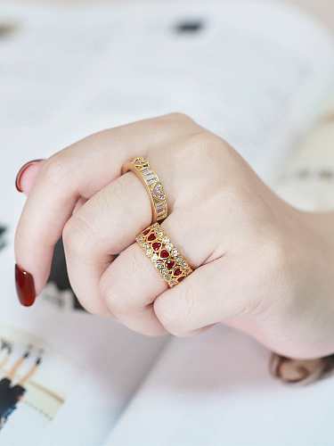 Brass Cubic Zirconia Letter Vintage Band Ring