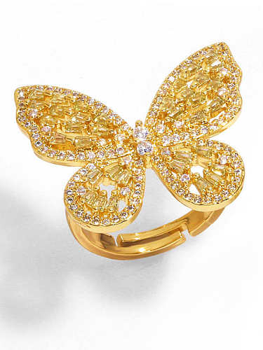 Brass Cubic Zirconia Butterfly Vintage Band Ring